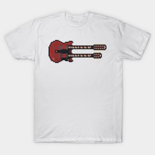 Pixel Big Red Double Neck Guitar T-Shirt